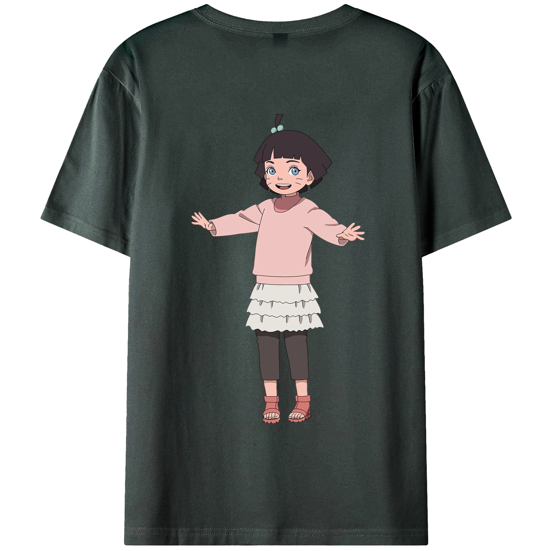（画像用） NARUTO -ナルト- うずまき ヒマワリ Uzumaki Himawari 綿100％ メンズ半袖Tシャツ（バックプリント） 通気性